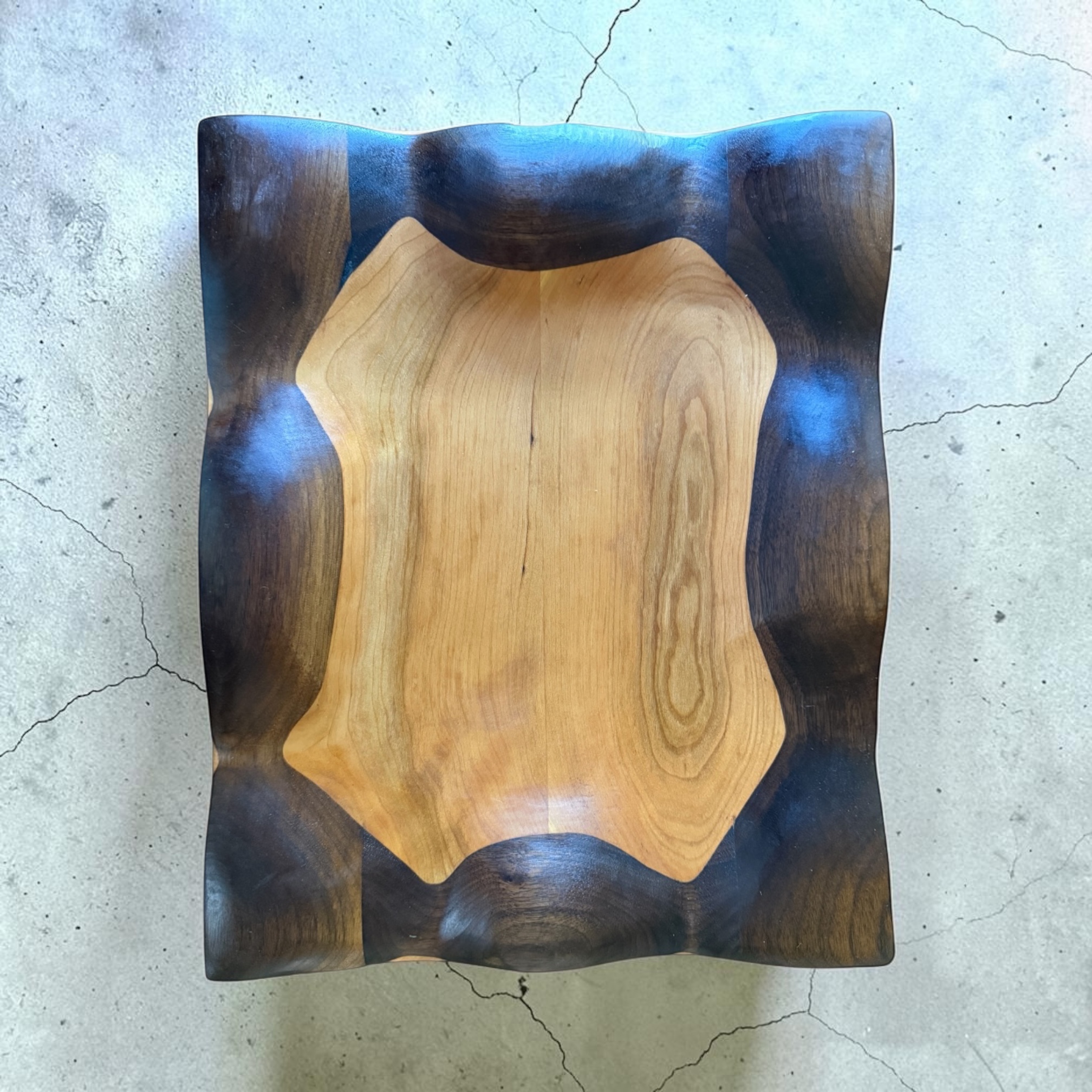 Hand-Carved Two-Tone Hardwood Platter