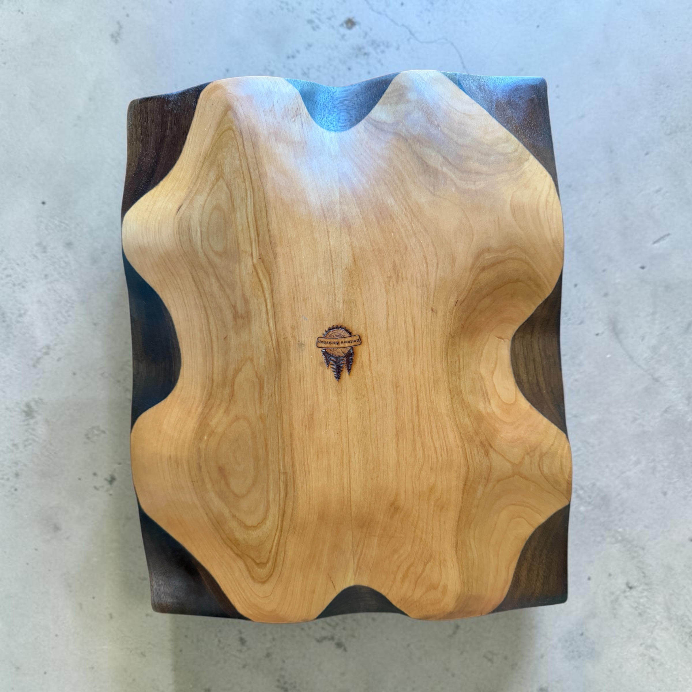 Hand-Carved Two-Tone Hardwood Platter - Image 3