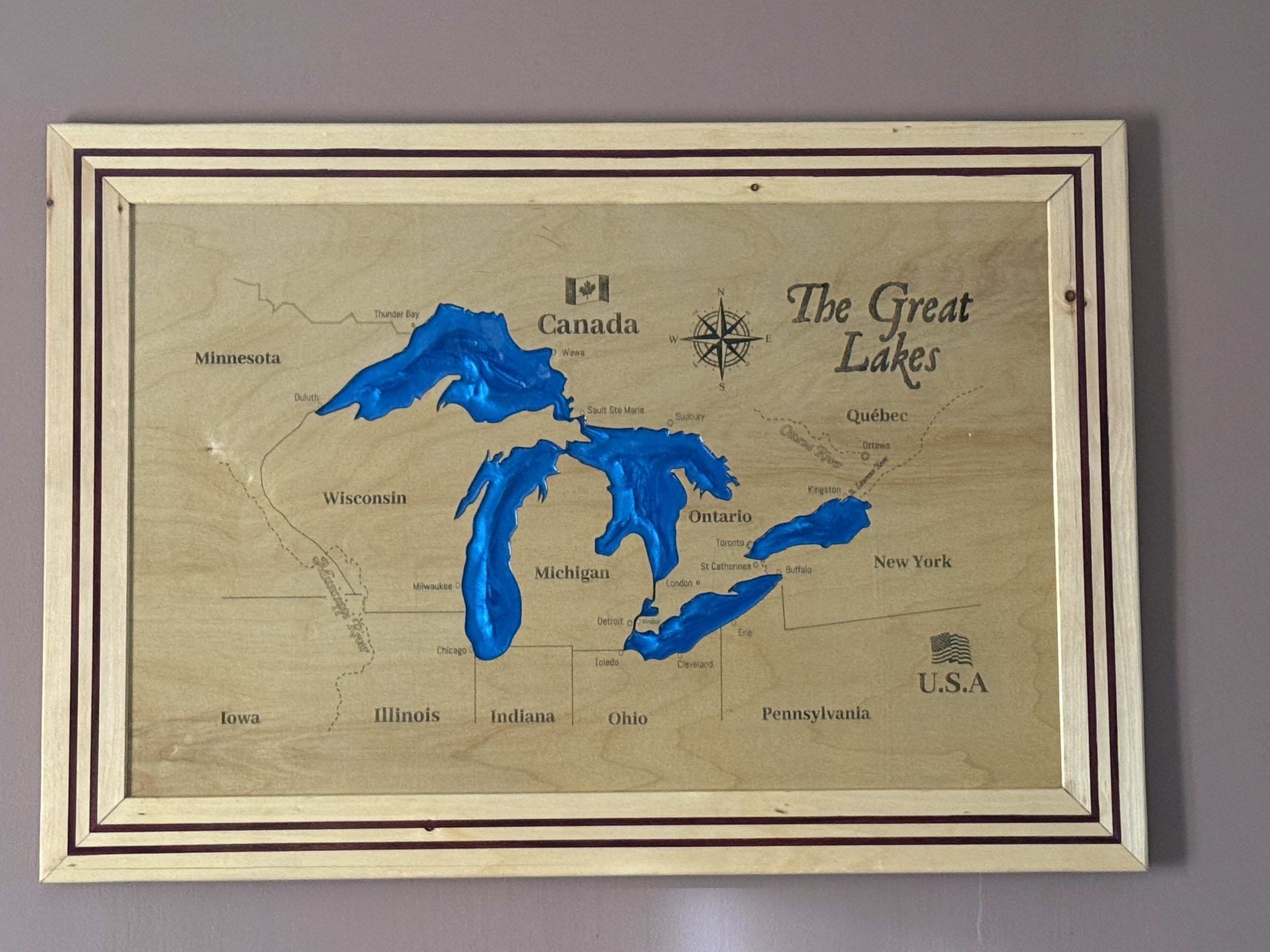 XL Engraved & Epoxy Great Lakes Picture