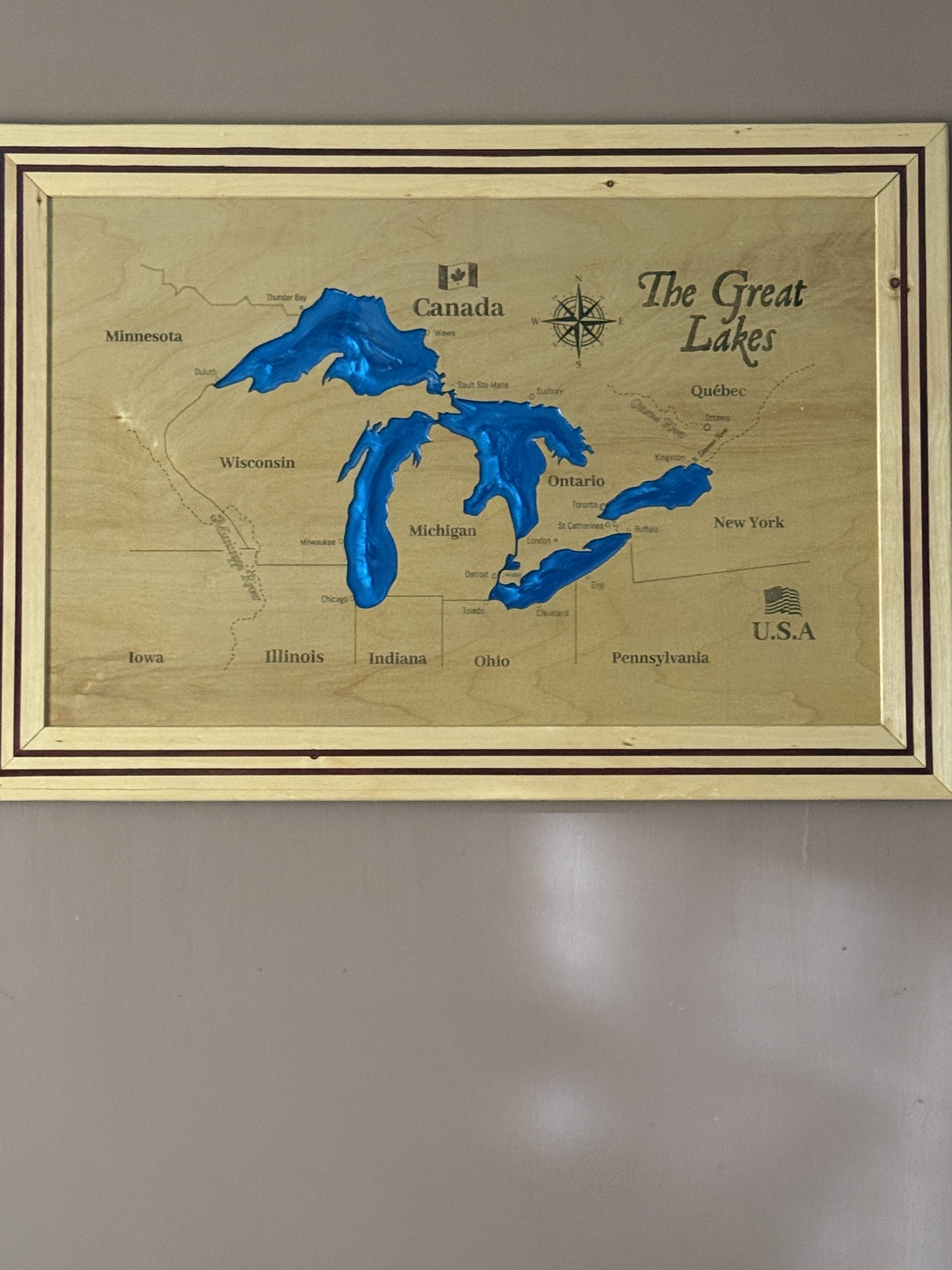 XL Engraved & Epoxy Great Lakes Picture - Image 3