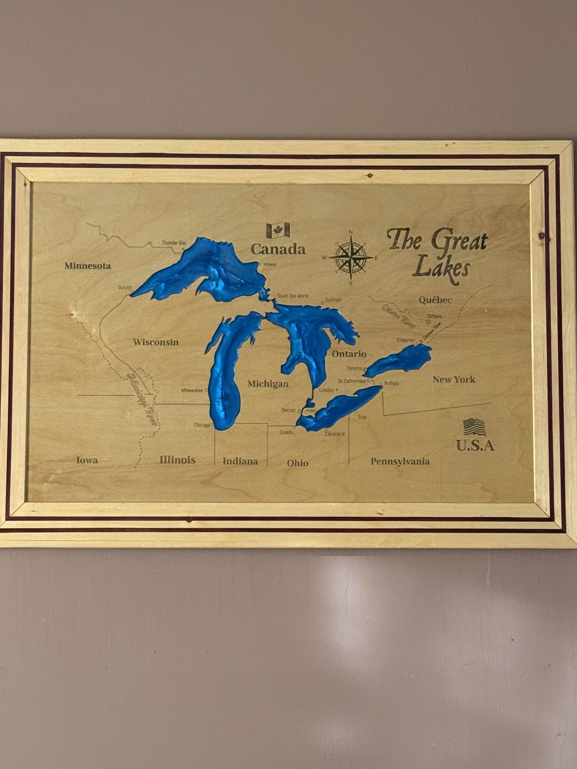 XL Engraved & Epoxy Great Lakes Picture - Image 4